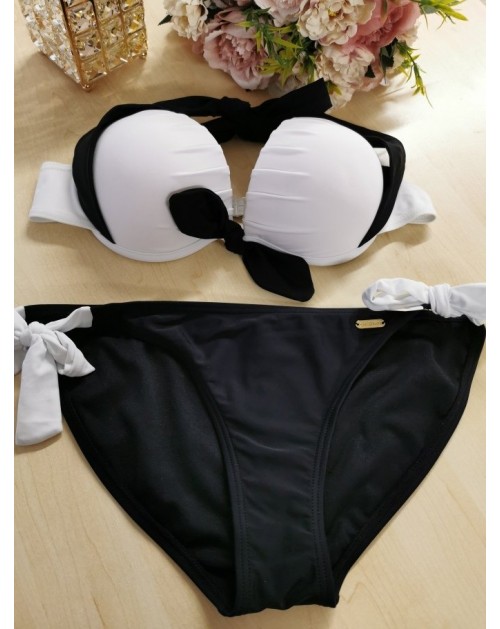 Soleil Sucre L(40) dydžio dviejų dalių juodas/baltas maudymosi kostiumėlis AGATE